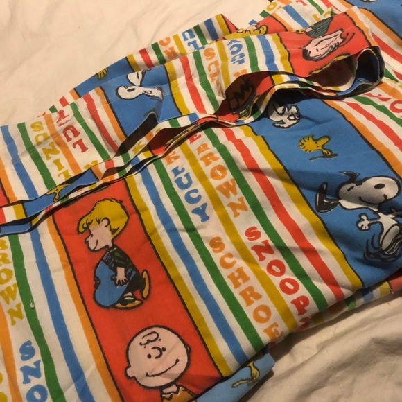 VINTAGE 1960s United Feature Syndicate Peanuts Cartoon Flat Twin Bed Sheet RARE - Picture 3 of 5
